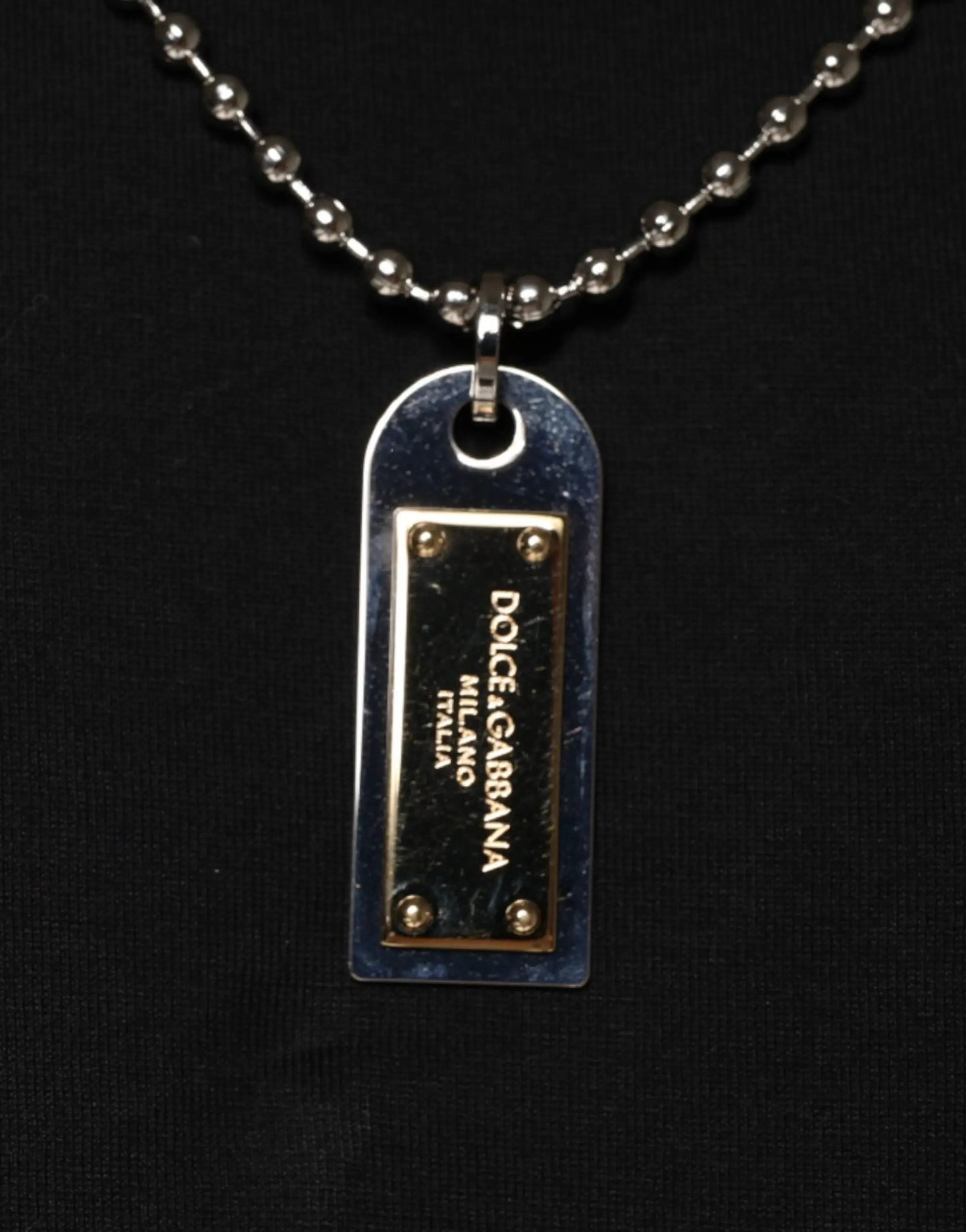 Dolce & Gabbana Black Cotton Necklace Embellished T-shirt by Dolce & Gabbana