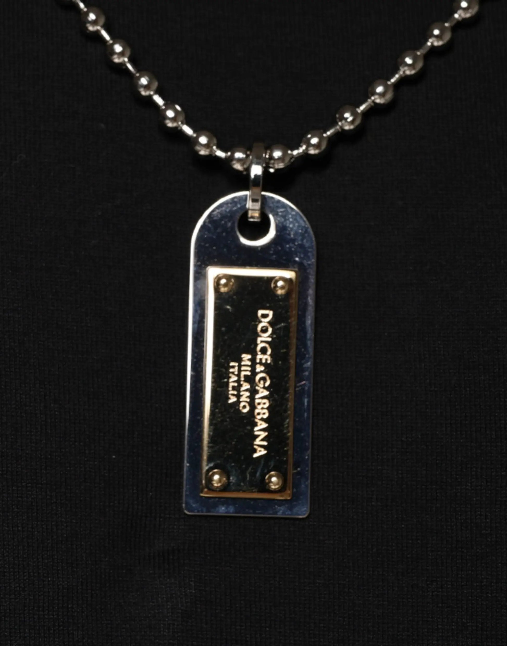 Dolce & Gabbana Black Cotton Necklace Embellished T-shirt by Dolce & Gabbana