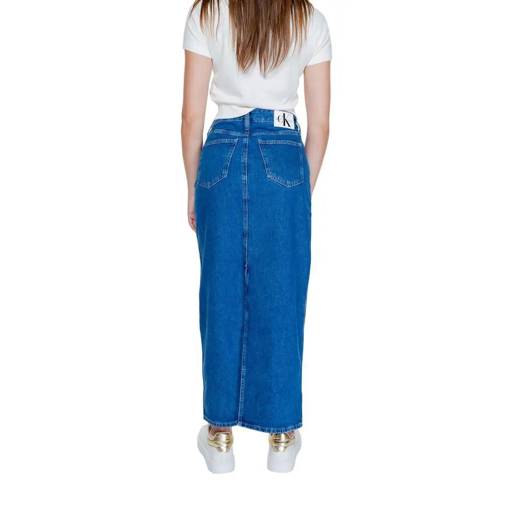 Calvin Klein Jeans Blue Cotton Long Skirt by Calvin Klein Jeans