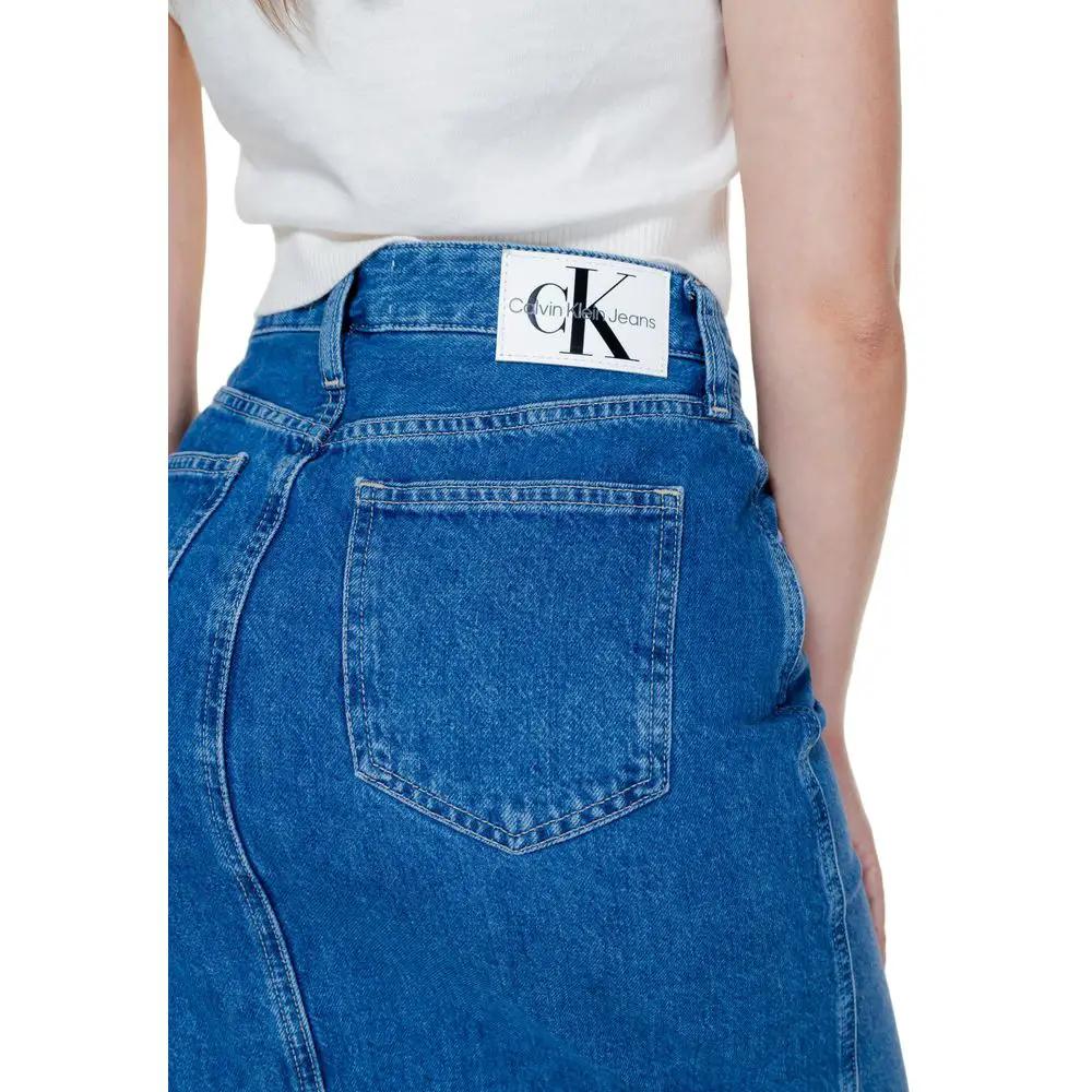 Calvin Klein Jeans Blue Cotton Long Skirt by Calvin Klein Jeans