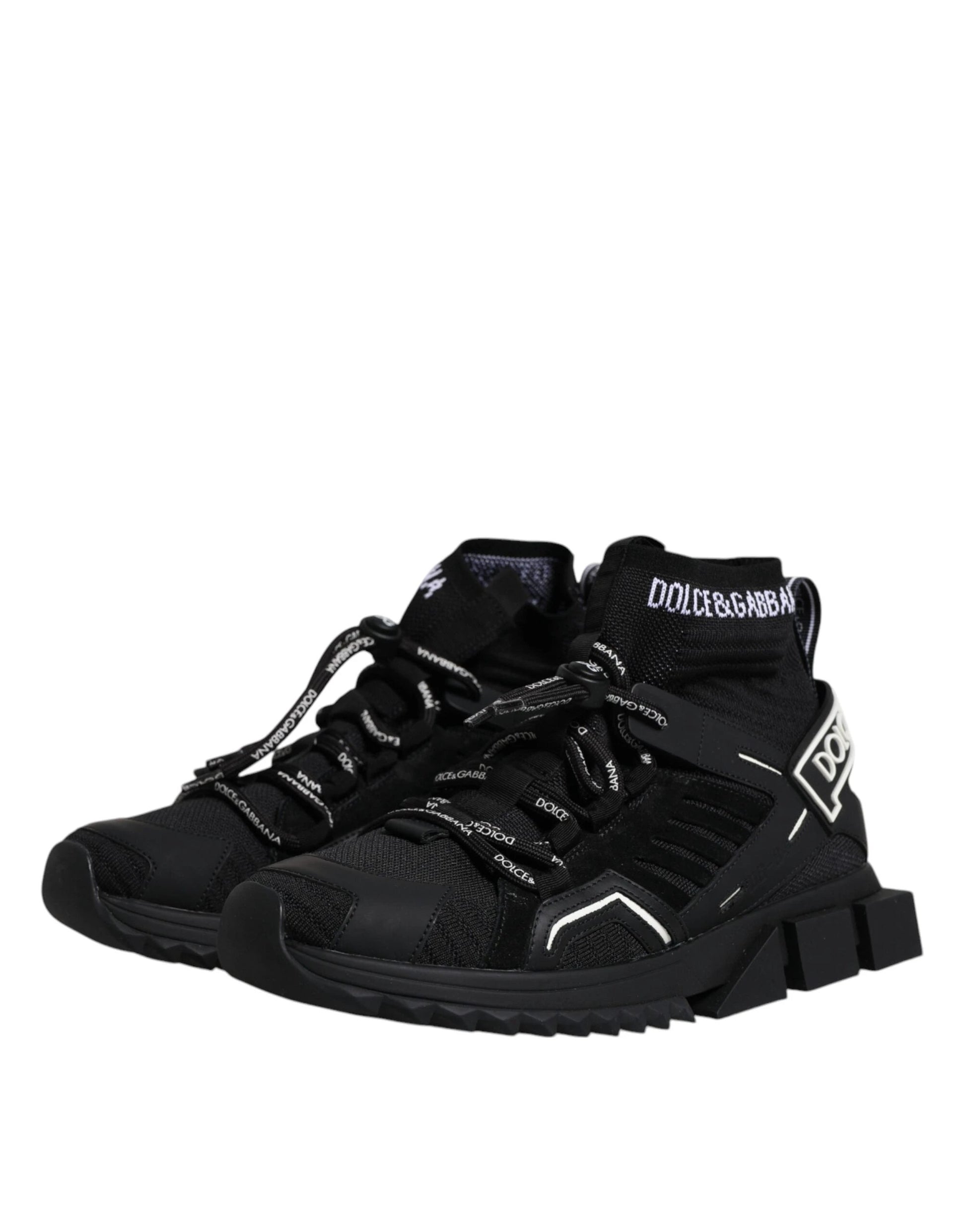 Dolce & Gabbana Black Sorrento Logo Men Sneakers Socks Shoes by Dolce & Gabbana