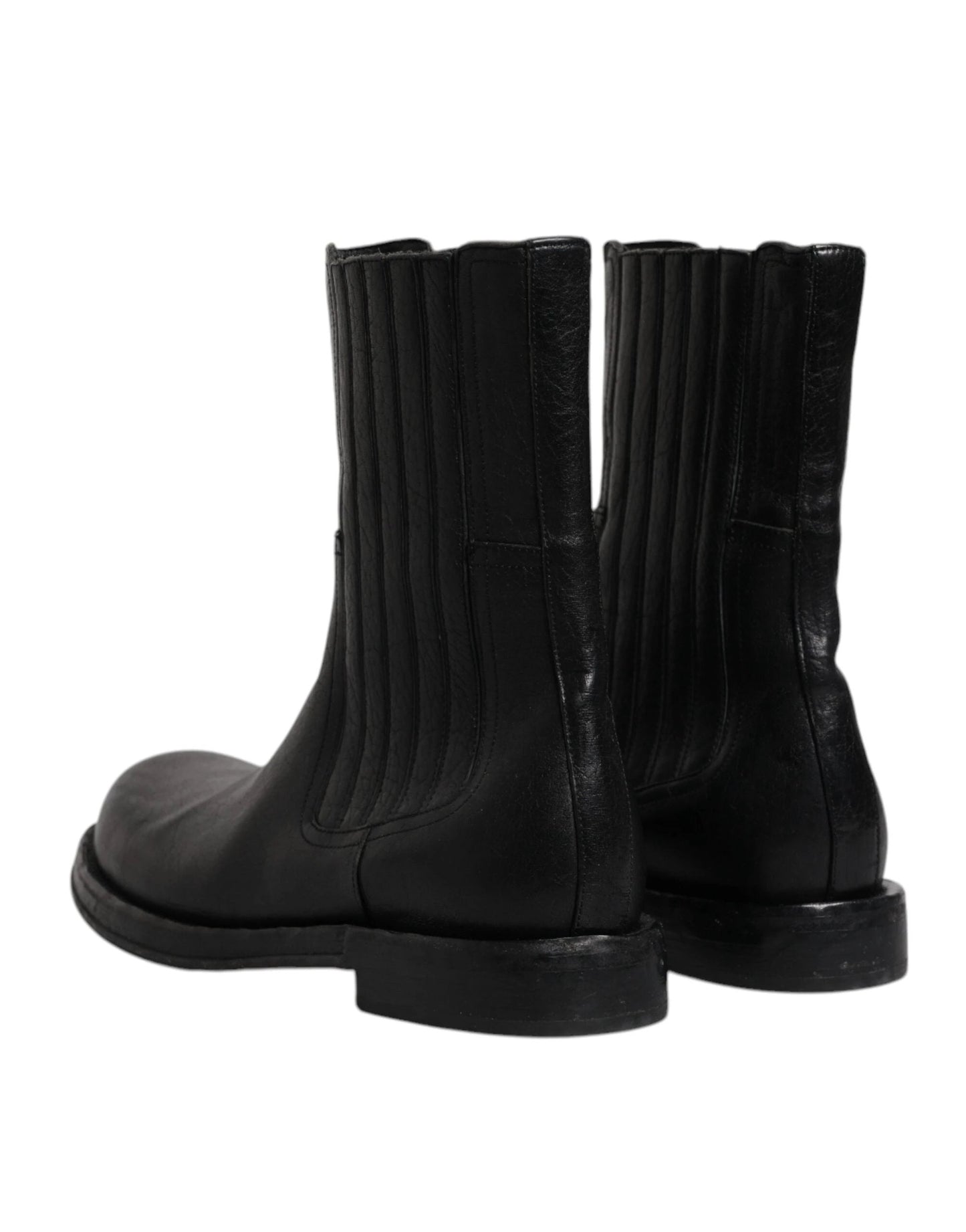 Dolce & Gabbana Black Horse Leather Mid Calf Boots Shoes by Dolce & Gabbana
