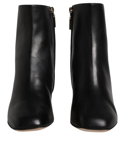 Dolce & Gabbana Black Jackie Leather Mid Calf Boots Shoes by Dolce & Gabbana