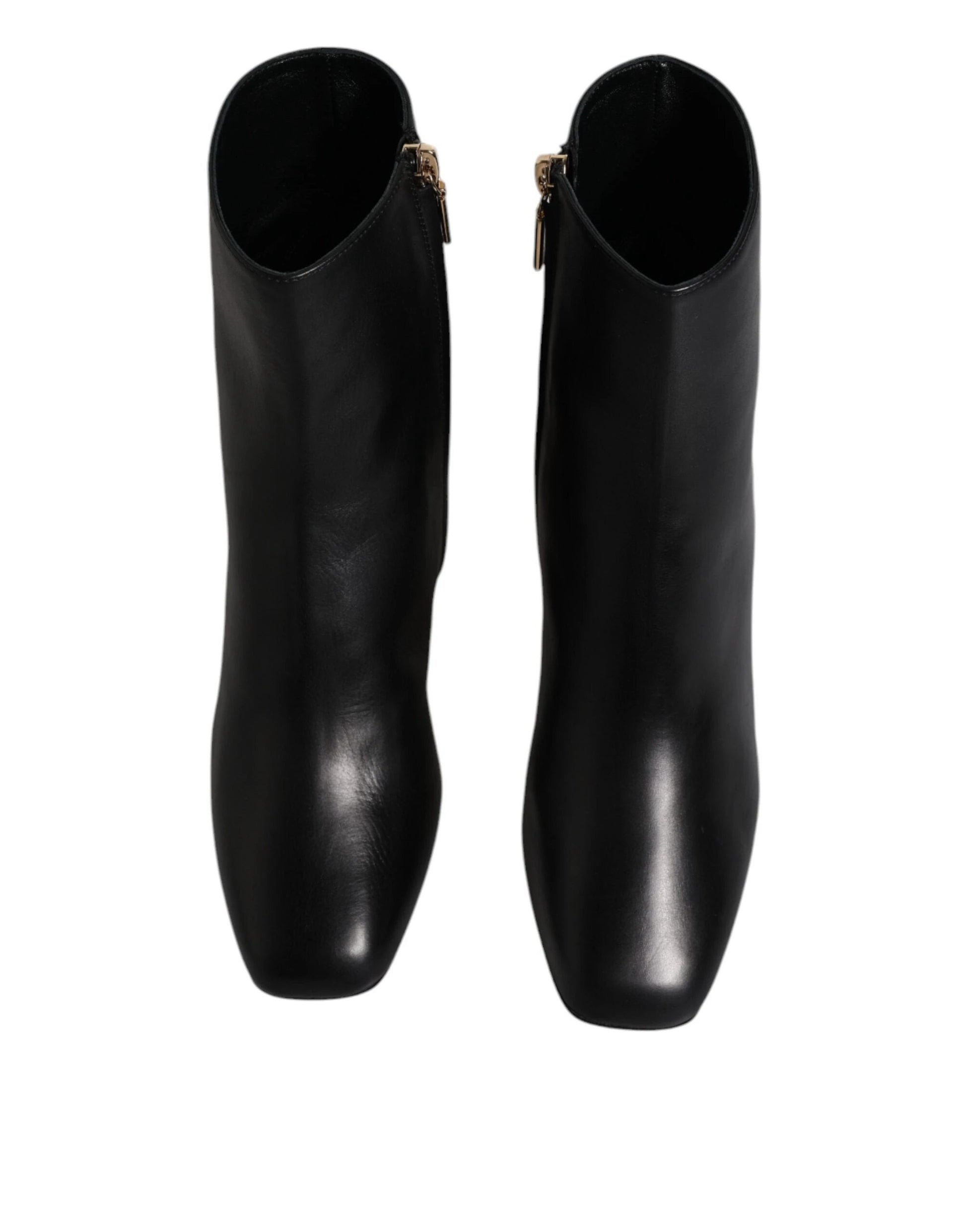 Dolce & Gabbana Black Jackie Leather Mid Calf Boots Shoes by Dolce & Gabbana