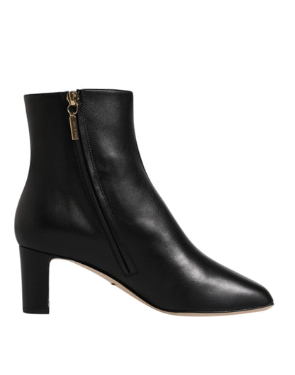 Dolce & Gabbana Black Jackie Leather Mid Calf Boots Shoes by Dolce & Gabbana
