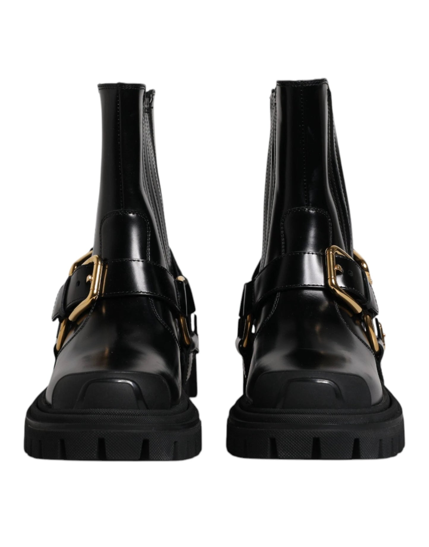 Dolce & Gabbana Black Leather Slip On Stretch Trekking Boots Shoes by Dolce & Gabbana