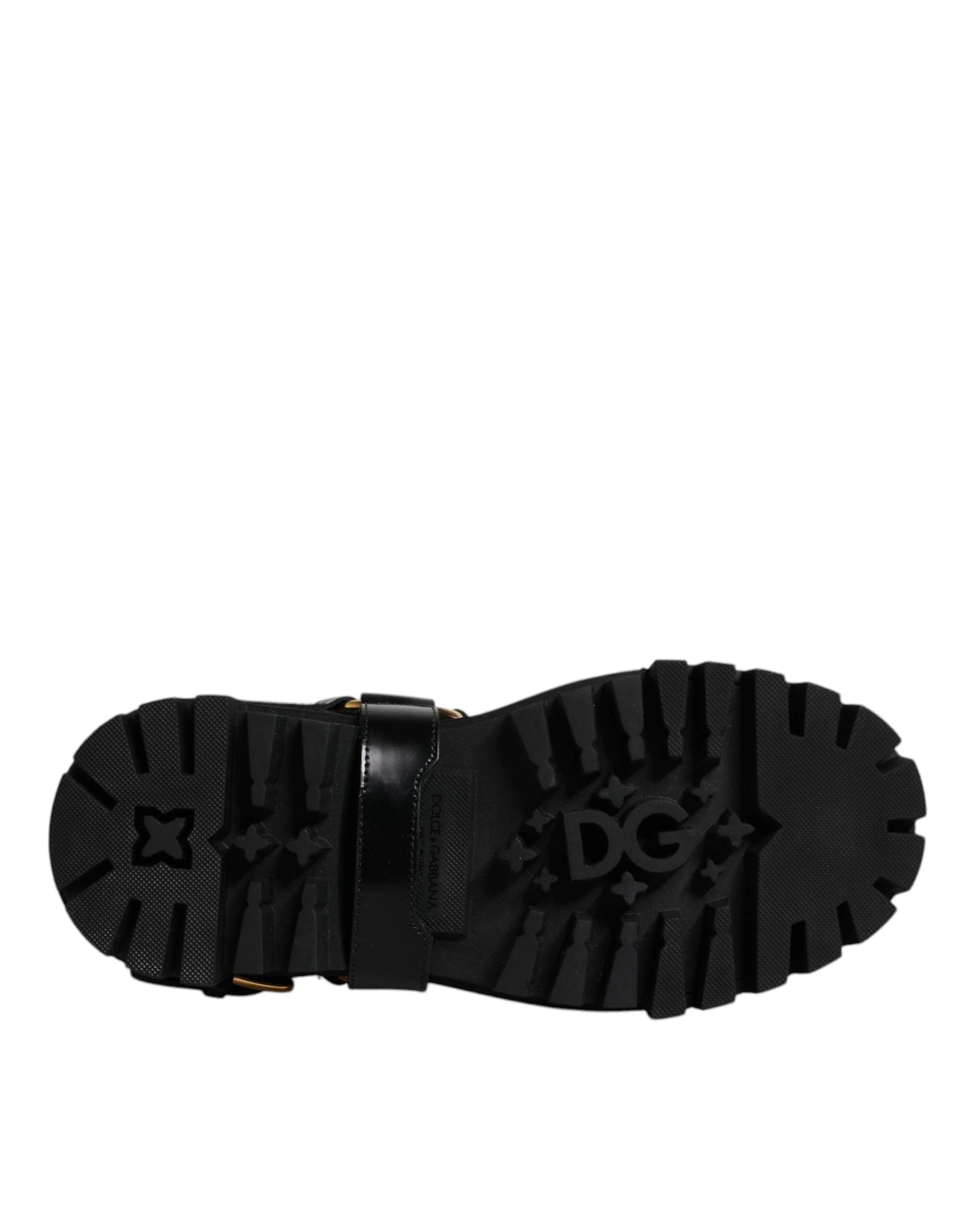 Dolce & Gabbana Black Leather Slip On Stretch Trekking Boots Shoes by Dolce & Gabbana