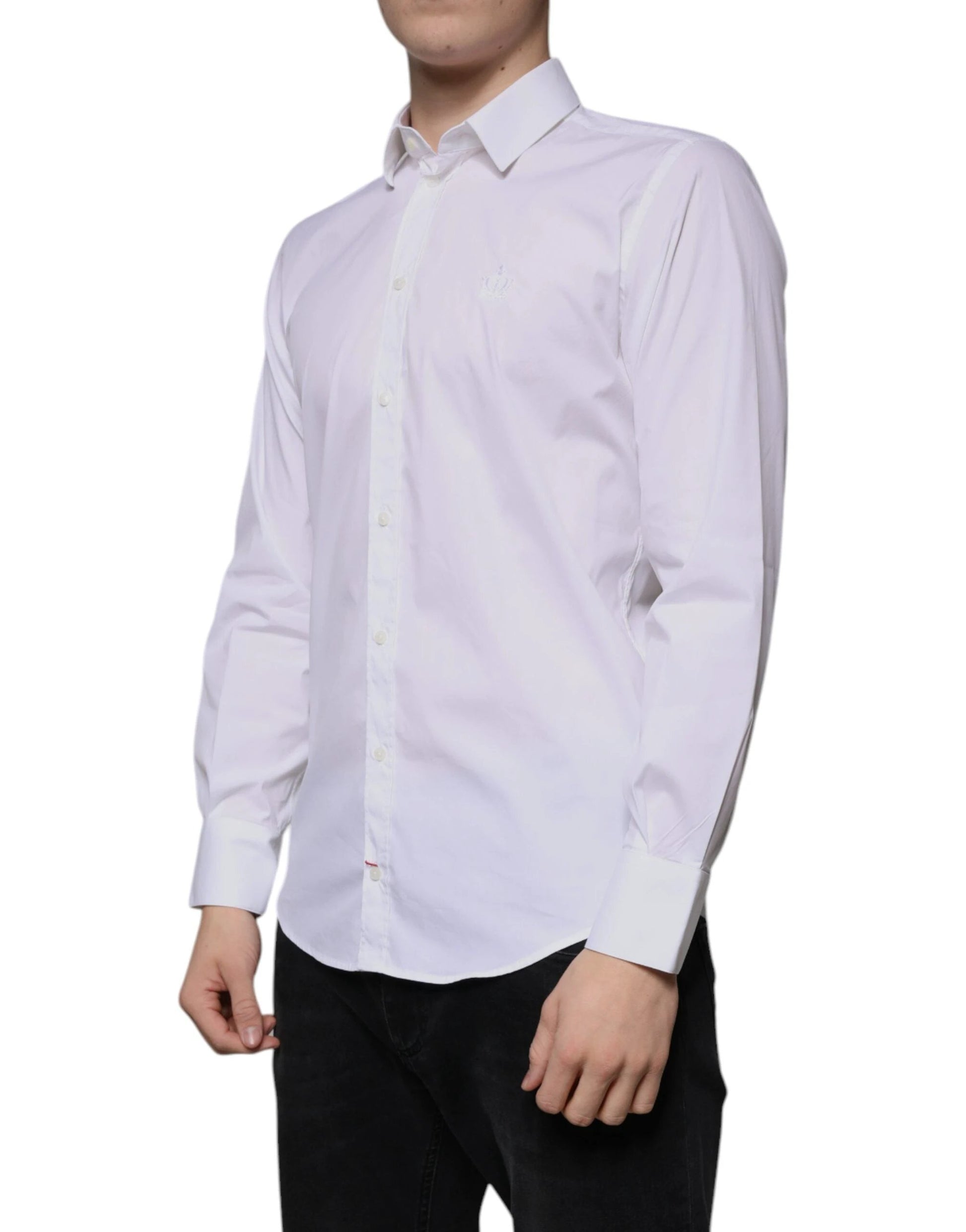Dolce & Gabbana White Cotton Blend Men MARTINI Dress Shirt by Dolce & Gabbana