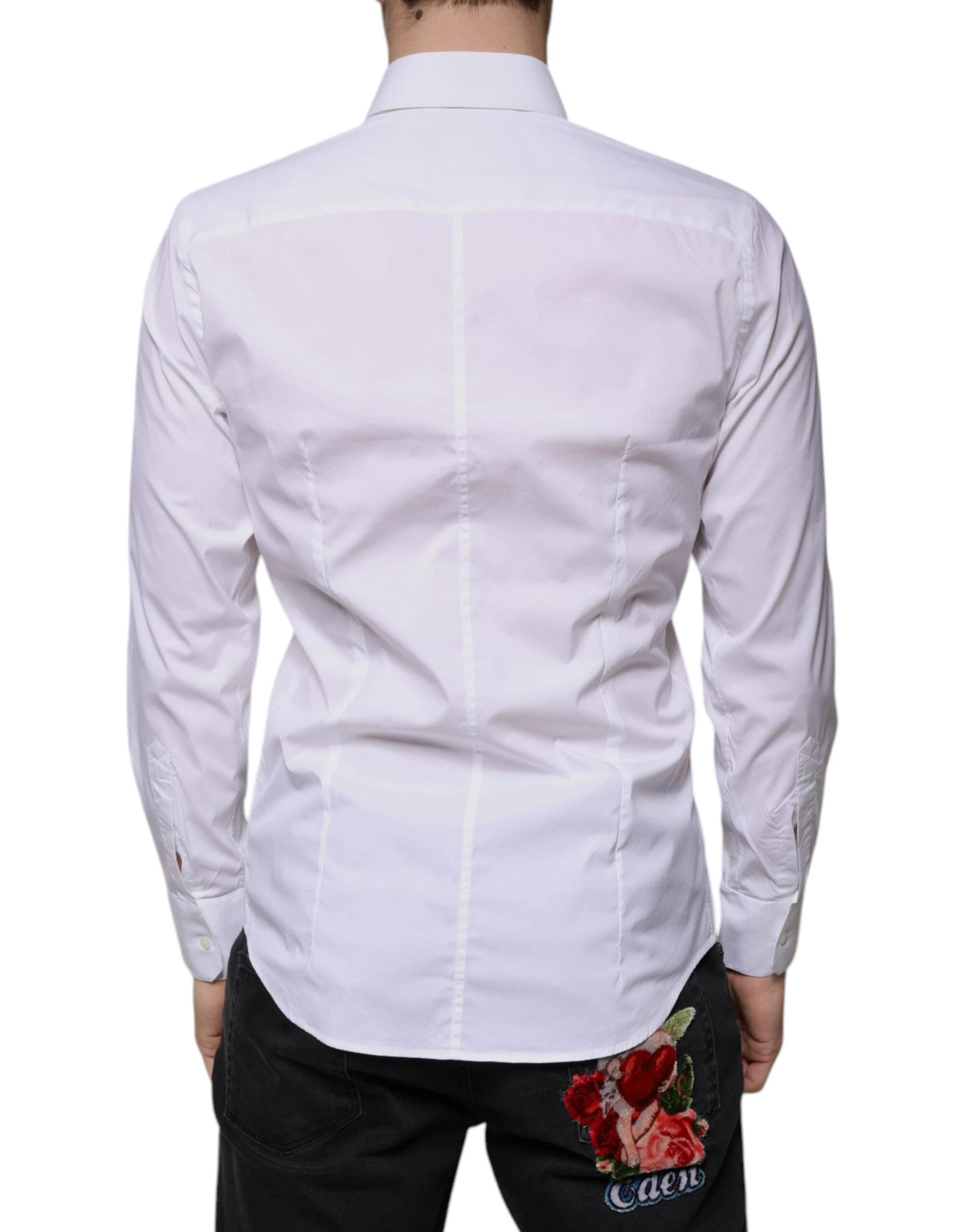 Dolce & Gabbana White Cotton Blend Men MARTINI Dress Shirt by Dolce & Gabbana