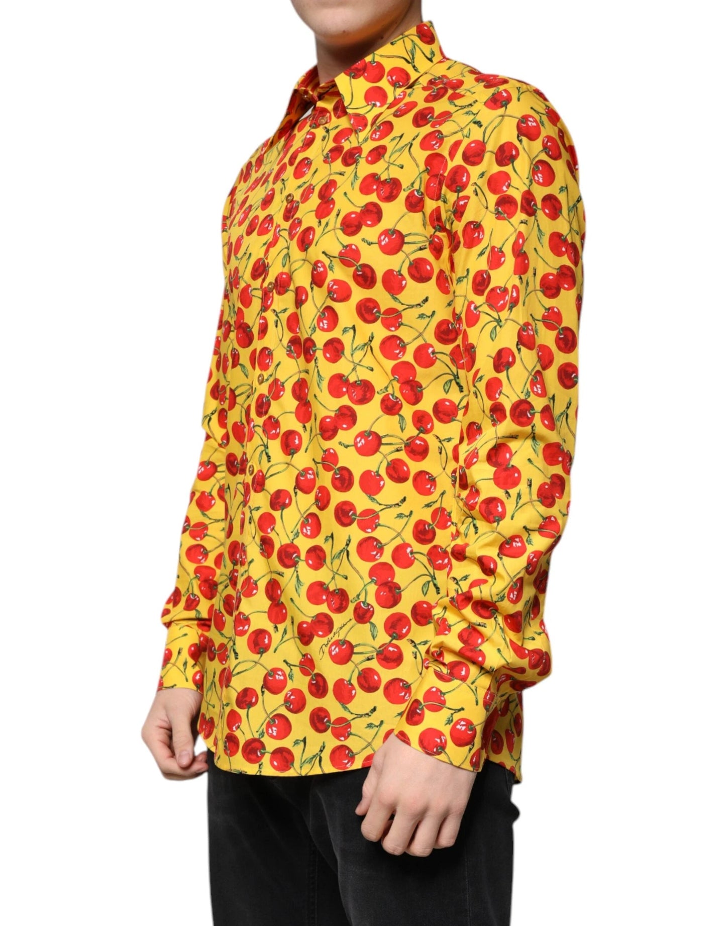 Dolce & Gabbana Yellow Cherry Cotton MARTINI Dress Shirt by Dolce & Gabbana