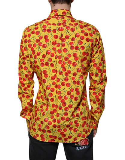Dolce & Gabbana Yellow Cherry Cotton MARTINI Dress Shirt by Dolce & Gabbana