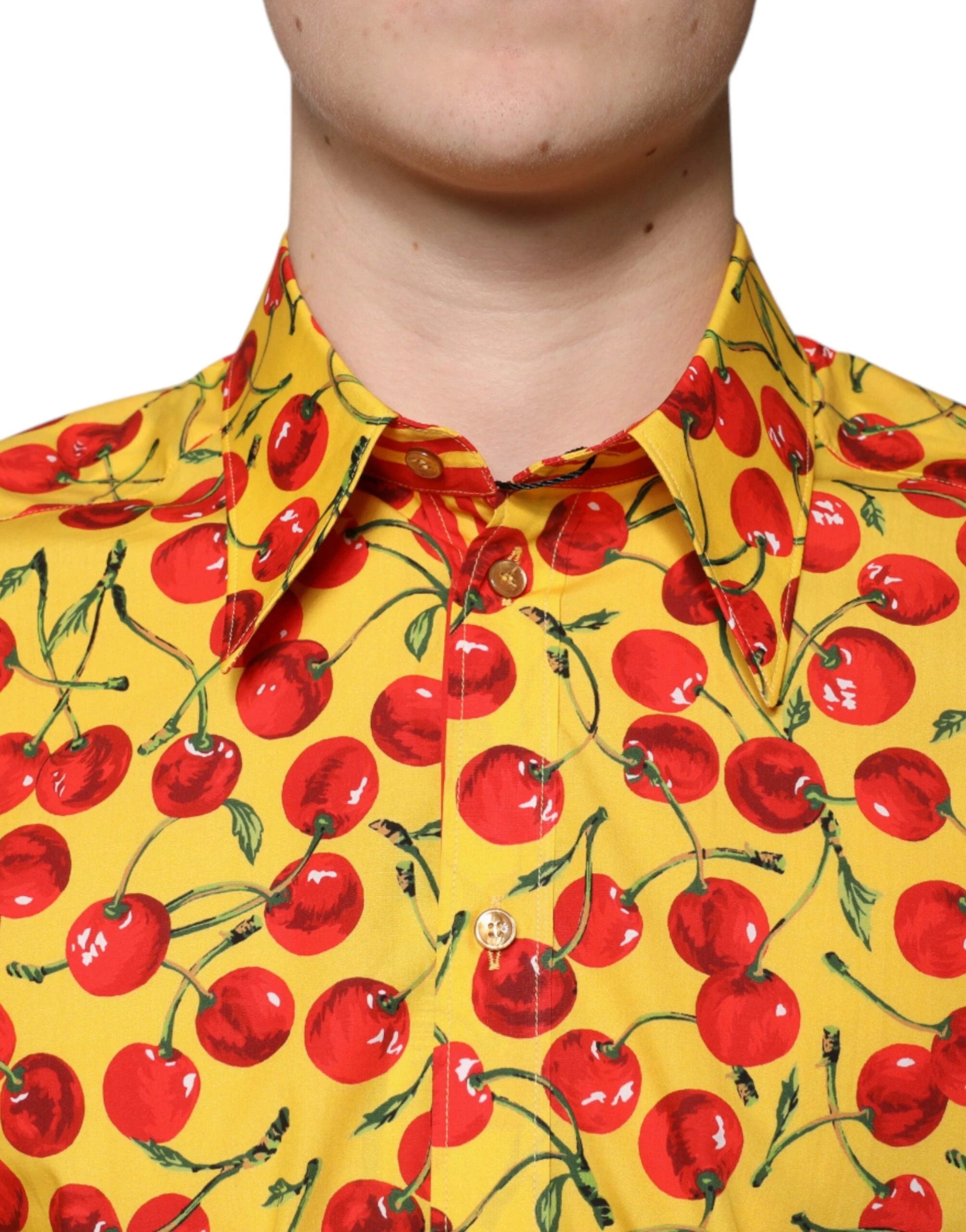 Dolce & Gabbana Yellow Cherry Cotton MARTINI Dress Shirt by Dolce & Gabbana