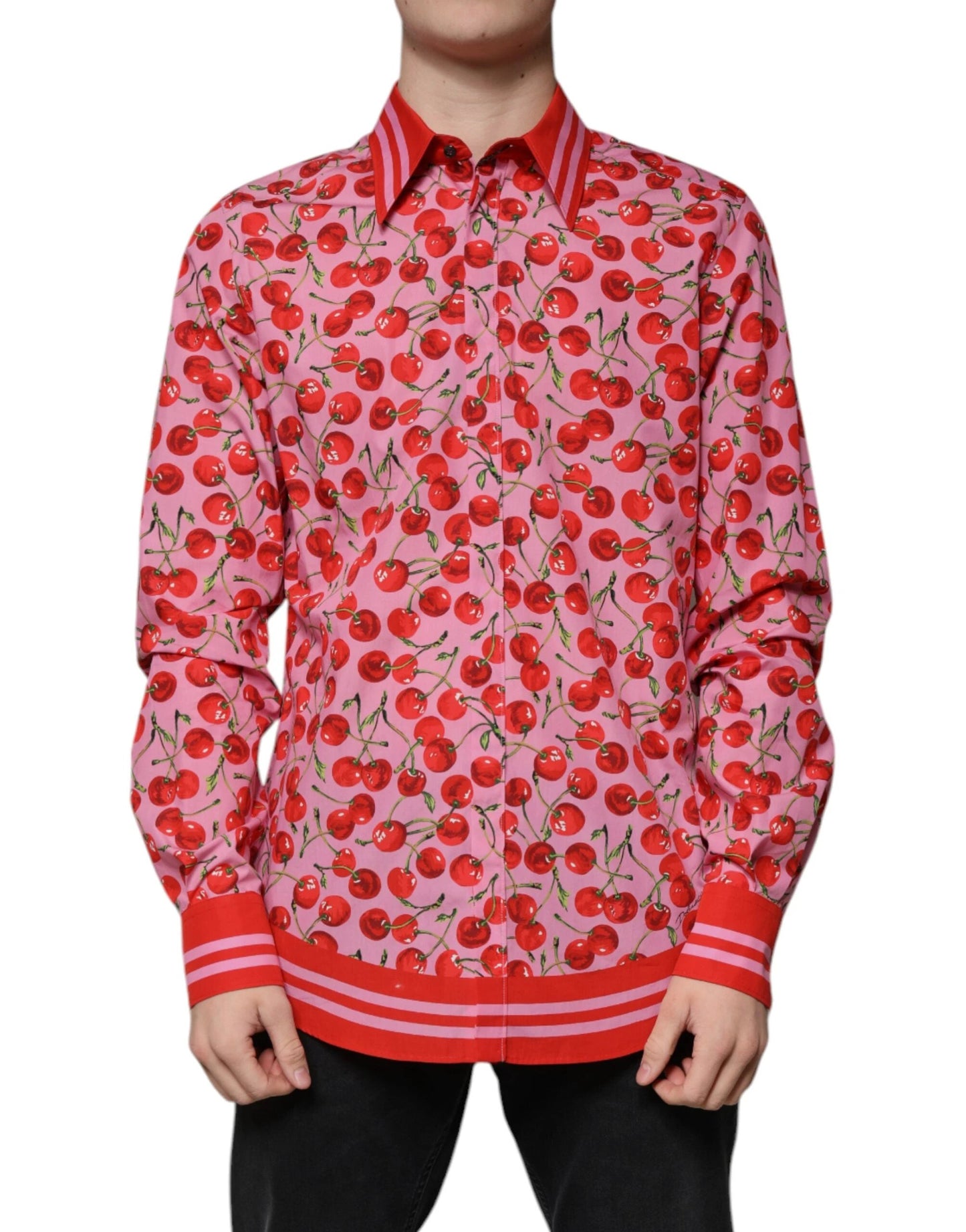 Dolce & Gabbana Pink Cherry Cotton Formal MARTINI Dress Shirt by Dolce & Gabbana