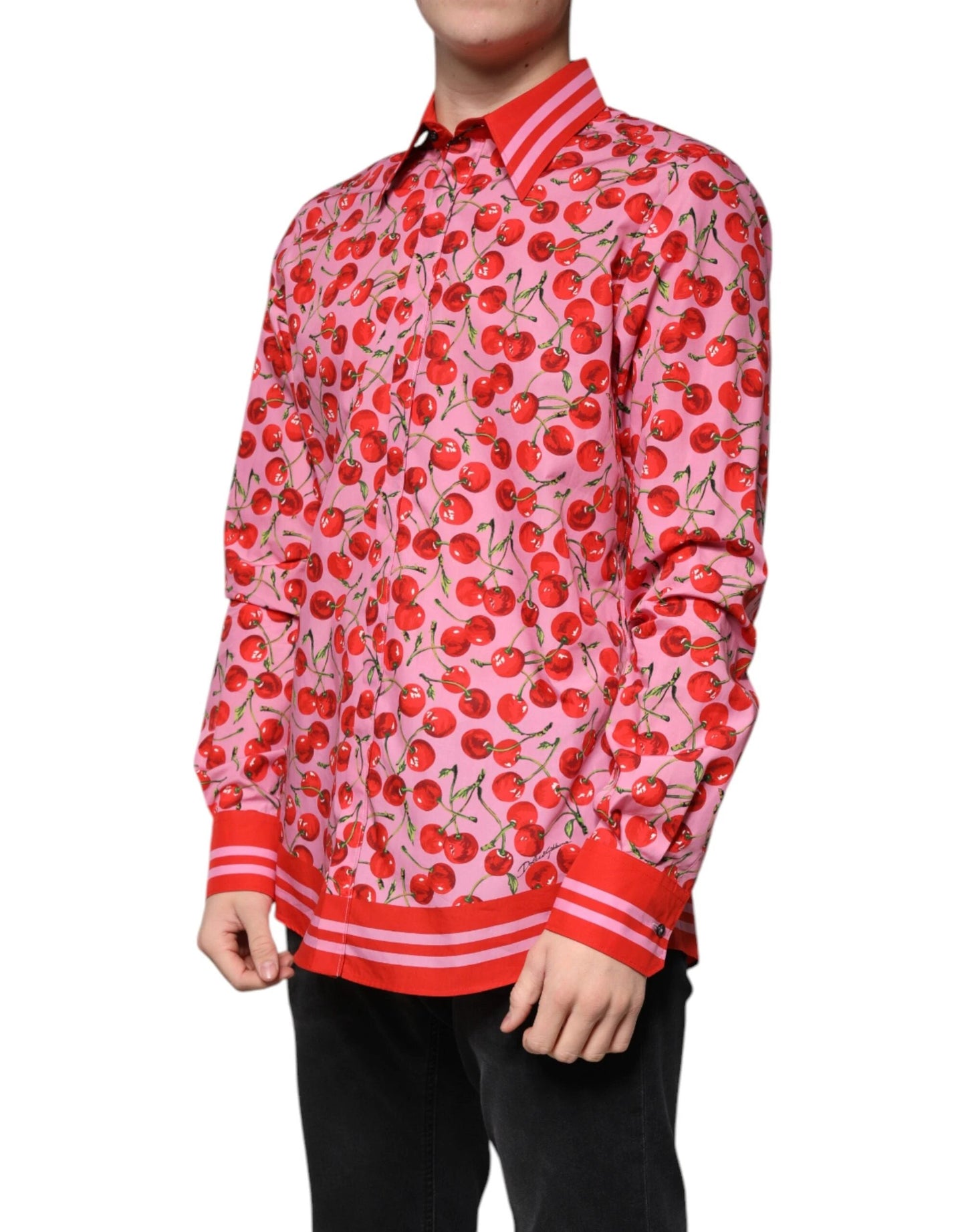 Dolce & Gabbana Pink Cherry Cotton Formal MARTINI Dress Shirt by Dolce & Gabbana