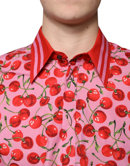 Dolce & Gabbana Pink Cherry Cotton Formal MARTINI Dress Shirt by Dolce & Gabbana