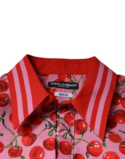 Dolce & Gabbana Pink Cherry Cotton Formal MARTINI Dress Shirt by Dolce & Gabbana