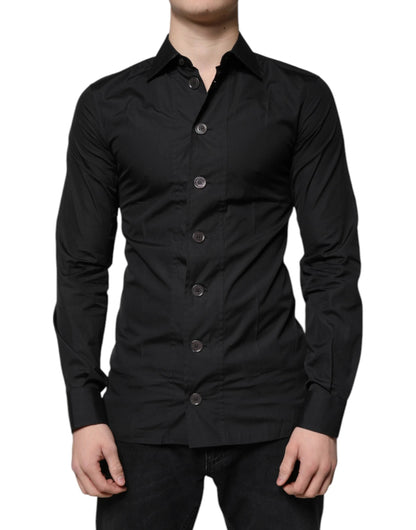 Dolce & Gabbana Black Cotton Formal Long Sleeves Dress Shirt by Dolce & Gabbana