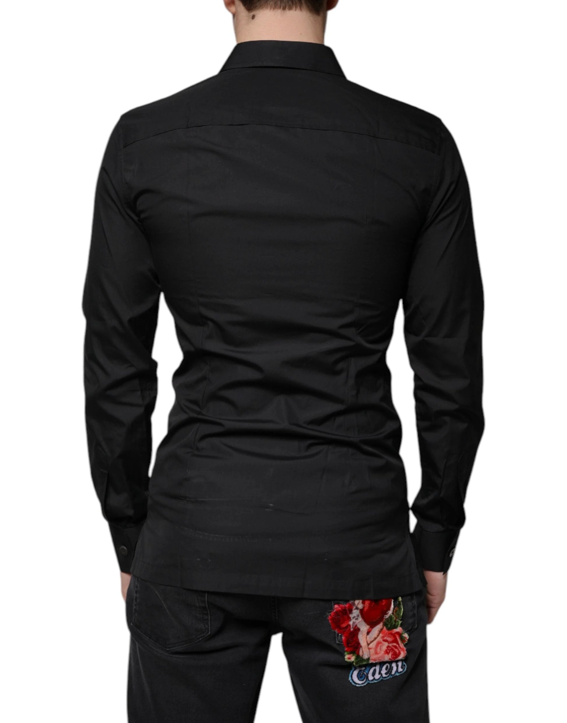 Dolce & Gabbana Black Cotton Formal Long Sleeves Dress Shirt by Dolce & Gabbana