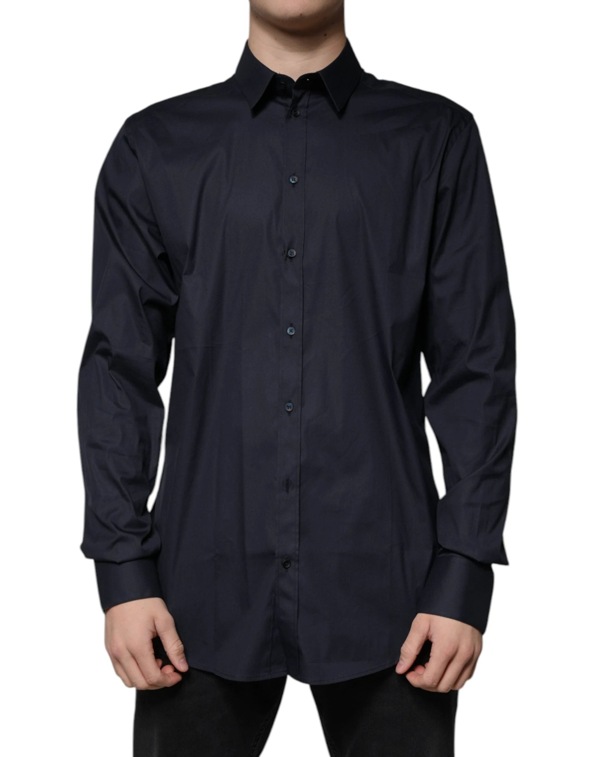 Dolce & Gabbana Black Cotton Blend Formal GOLD Dress Shirt by Dolce & Gabbana