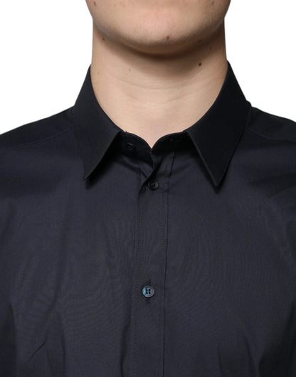Dolce & Gabbana Black Cotton Blend Formal GOLD Dress Shirt by Dolce & Gabbana