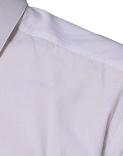 Dolce & Gabbana White Cotton Logo Formal Men GOLD Dress Shirt by Dolce & Gabbana