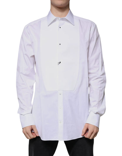 Dolce & Gabbana White Bib Cotton Poplin GOLD Formal Shirt by Dolce & Gabbana