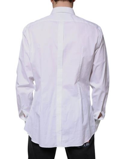 Dolce & Gabbana White Bib Cotton Poplin GOLD Formal Shirt by Dolce & Gabbana