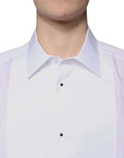 Dolce & Gabbana White Bib Cotton Poplin GOLD Formal Shirt by Dolce & Gabbana