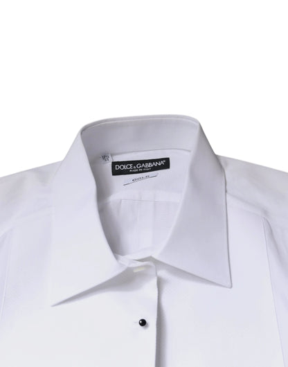 Dolce & Gabbana White Bib Cotton Poplin GOLD Formal Shirt by Dolce & Gabbana