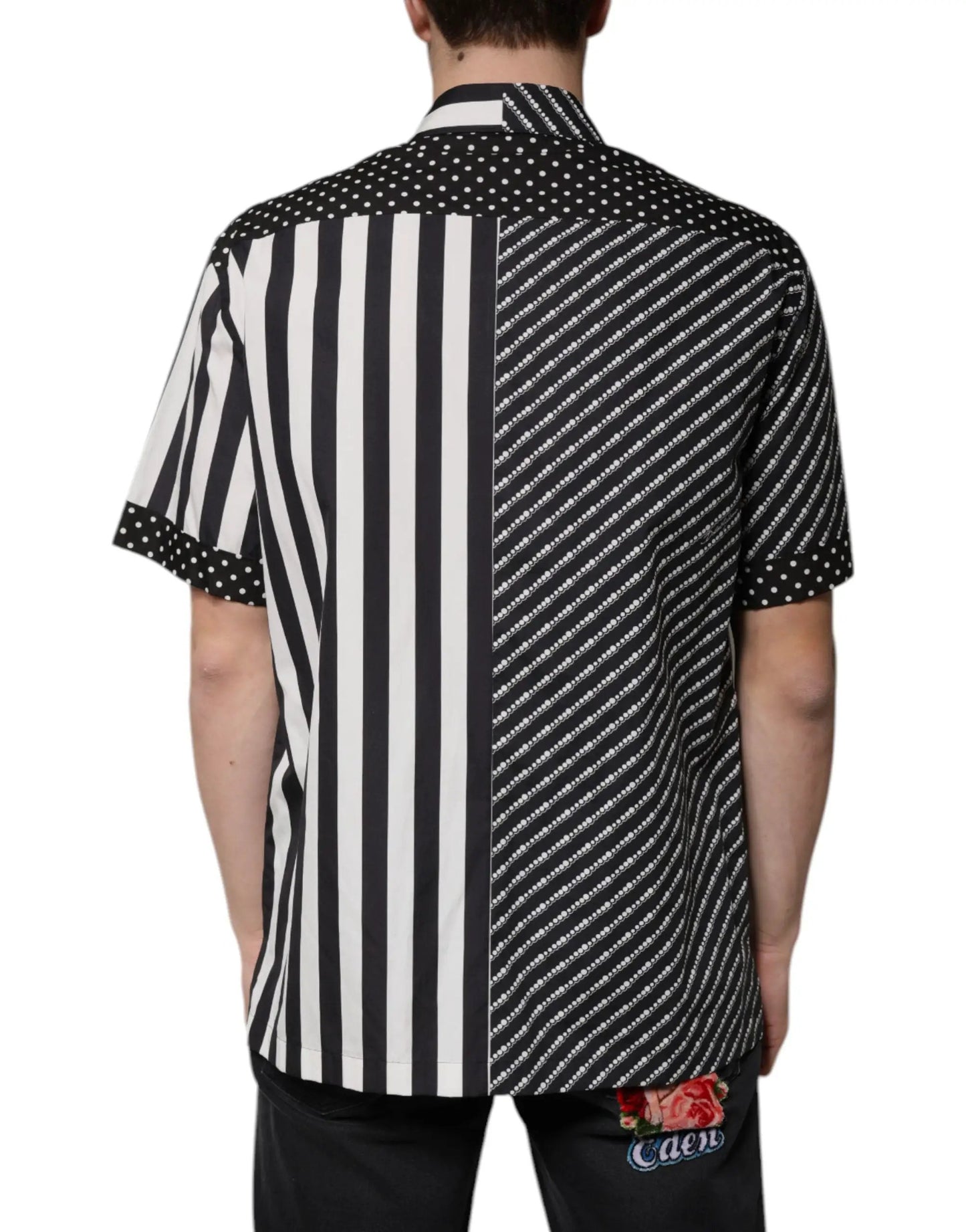 Dolce & Gabbana Black White Striped Button Down Casual Shirt by Dolce & Gabbana