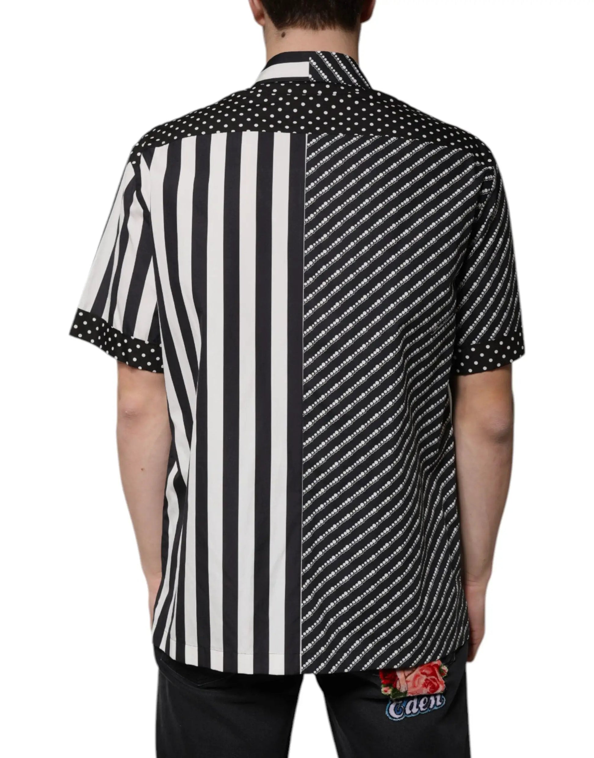 Dolce & Gabbana Black White Striped Button Down Casual Shirt by Dolce & Gabbana