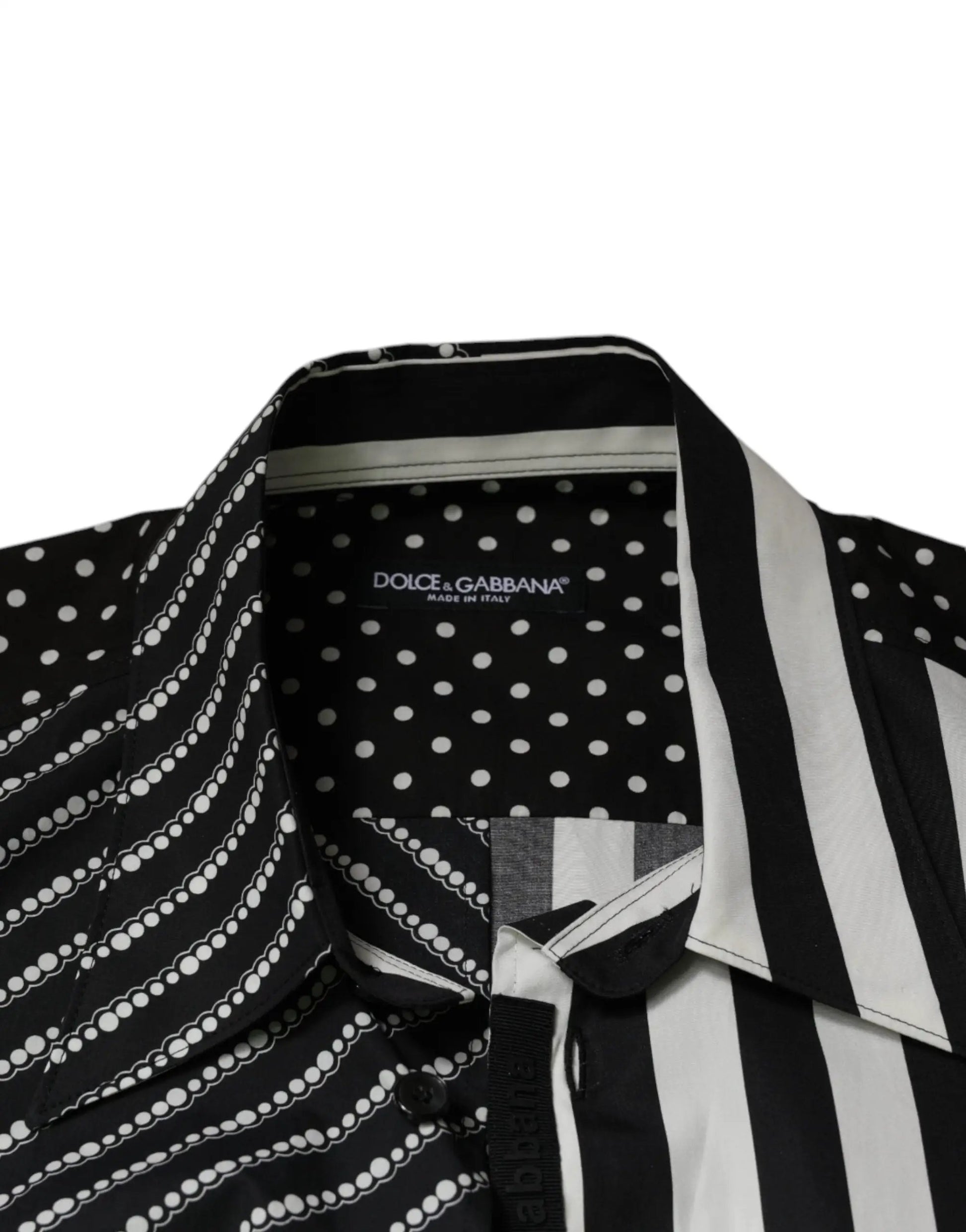 Dolce & Gabbana Black White Striped Button Down Casual Shirt by Dolce & Gabbana