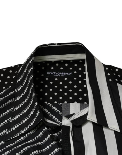 Dolce & Gabbana Black White Striped Button Down Casual Shirt by Dolce & Gabbana