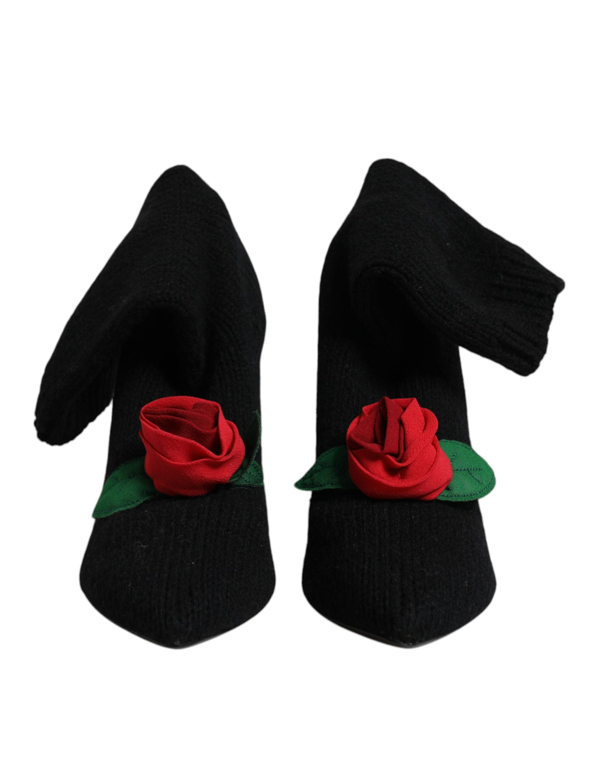Bottes Dolce & Gabbana femme mi-mollet à talon aiguille en tissu stretch noir – LA12924