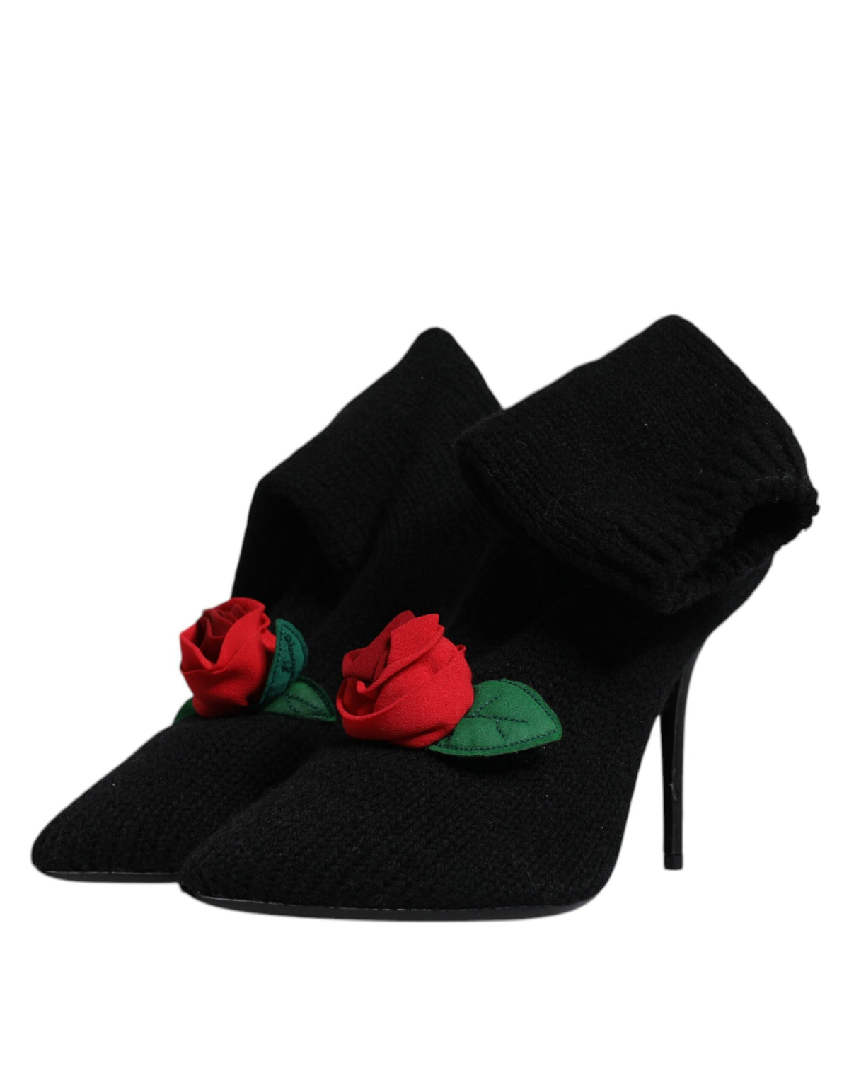 Bottes Dolce & Gabbana femme mi-mollet à talon aiguille en tissu stretch noir – LA12924