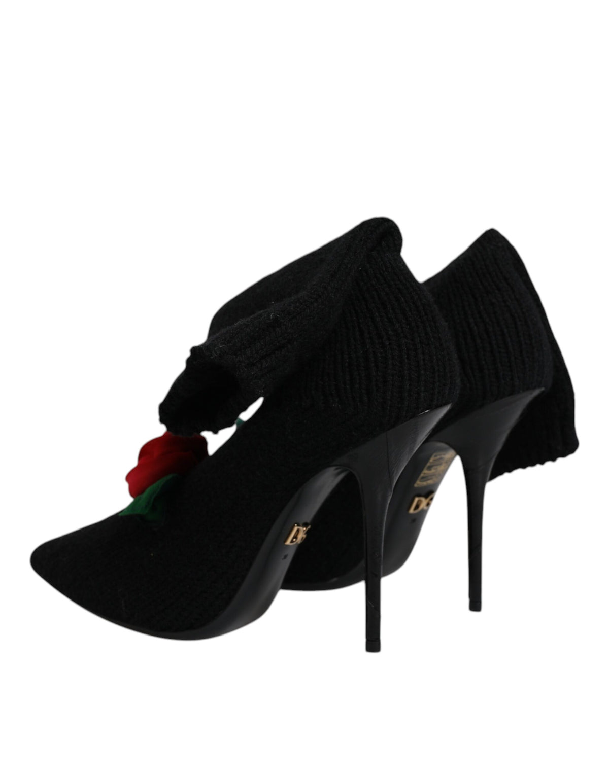 Bottes Dolce & Gabbana femme mi-mollet à talon aiguille en tissu stretch noir – LA12924