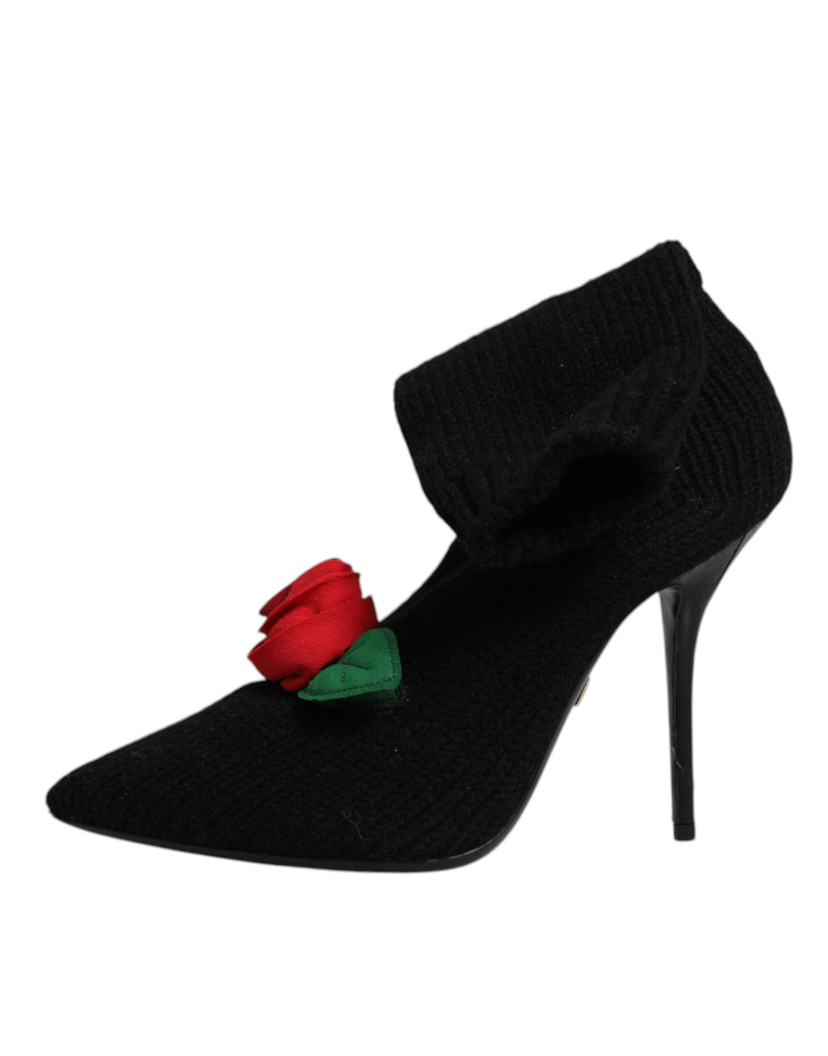 Bottes Dolce & Gabbana femme mi-mollet à talon aiguille en tissu stretch noir – LA12924
