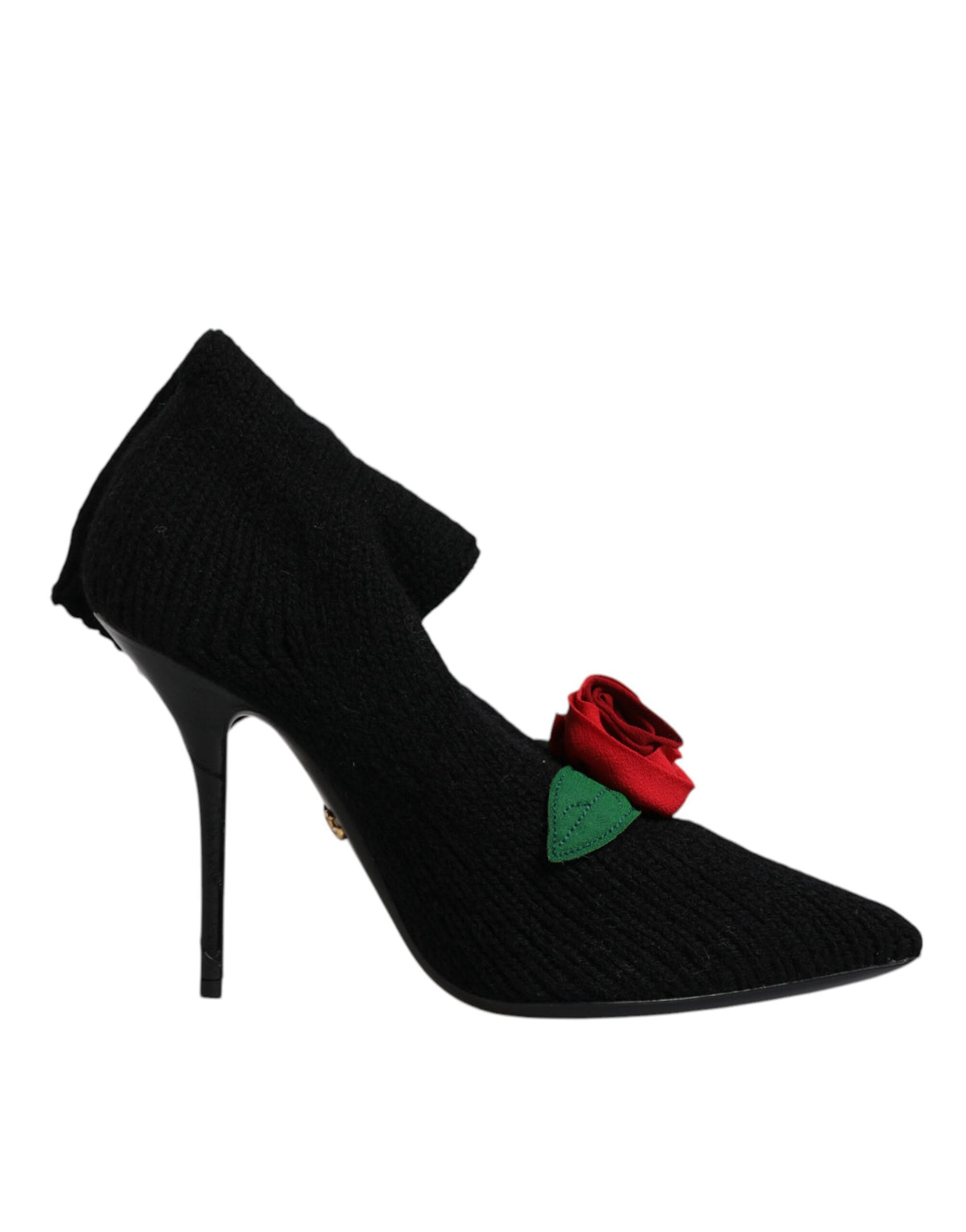 Bottes Dolce & Gabbana femme mi-mollet à talon aiguille en tissu stretch noir – LA12924