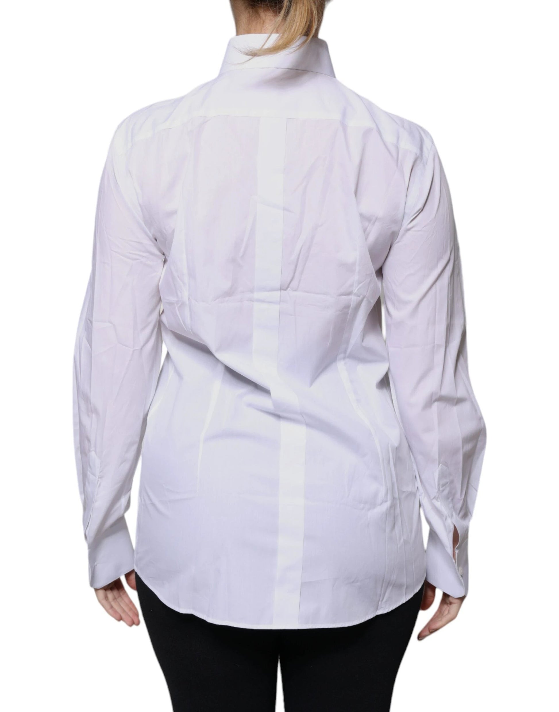 Dolce & Gabbana White Cotton Collared Long Sleeves Shirt Top by Dolce & Gabbana