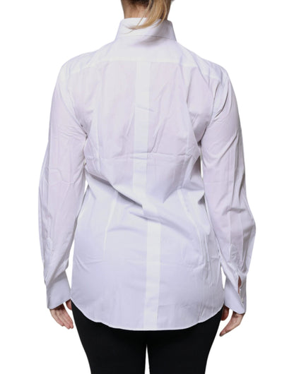 Dolce & Gabbana White Cotton Collared Long Sleeves Shirt Top by Dolce & Gabbana