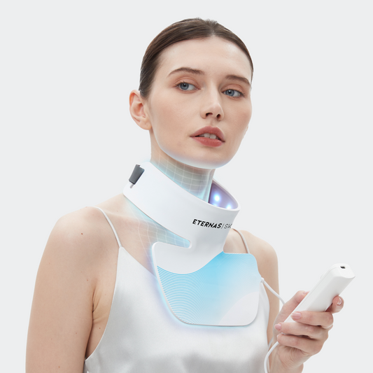 ETERNAS® Máscara LED Infrarroja Profesional Cuello y Escote - 850nm Silicona de Grado Médico