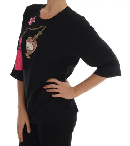 Dolce & Gabbana Black Silk Fairy Tale Top Crystal Blouse by Dolce & Gabbana
