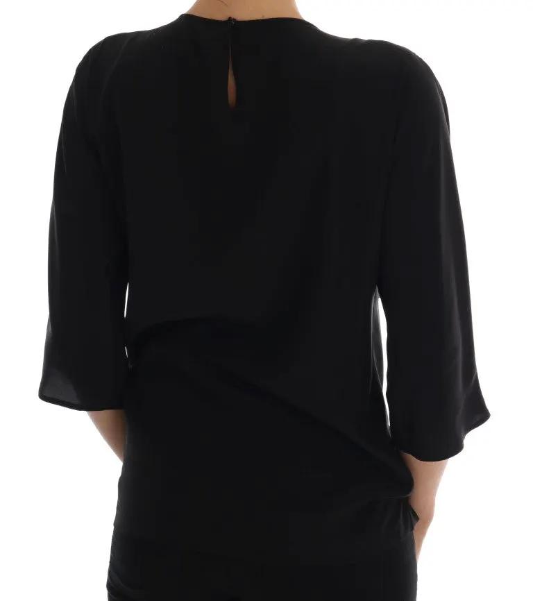 Dolce & Gabbana Black Silk Fairy Tale Top Crystal Blouse by Dolce & Gabbana