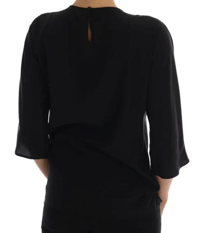 Dolce & Gabbana Black Silk Fairy Tale Top Crystal Blouse by Dolce & Gabbana