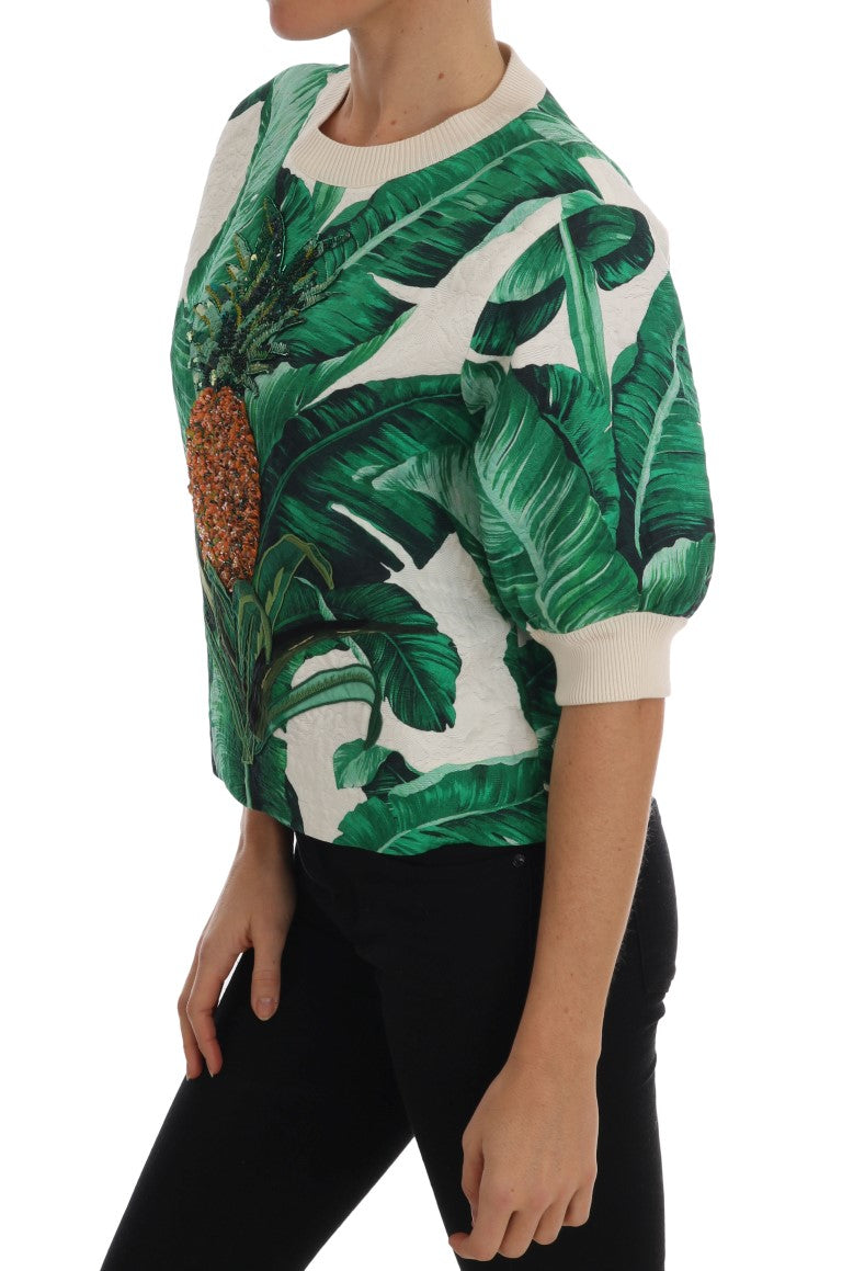 Pull Dolce & Gabbana femme à sequins en coton et soie vert – TSH1752