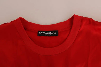 Dolce & Gabbana Red Silk Orange Vase Crystal Top by Dolce & Gabbana