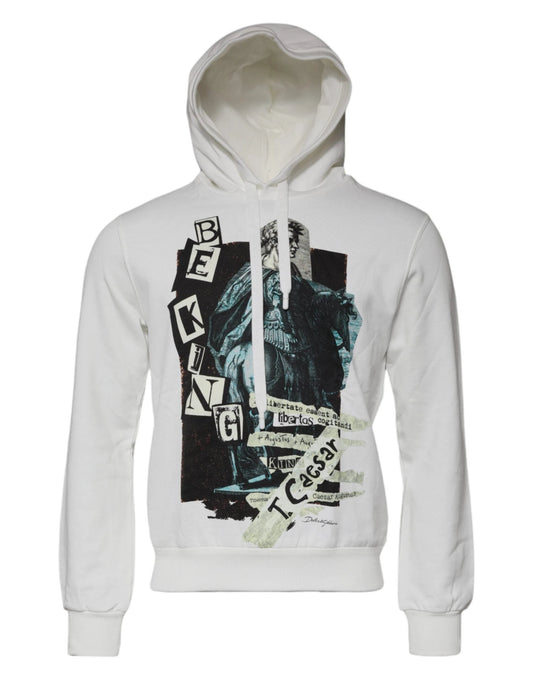 Dolce & Gabbana White Caesar Cotton Hooded Pullover Sweater by Dolce & Gabbana