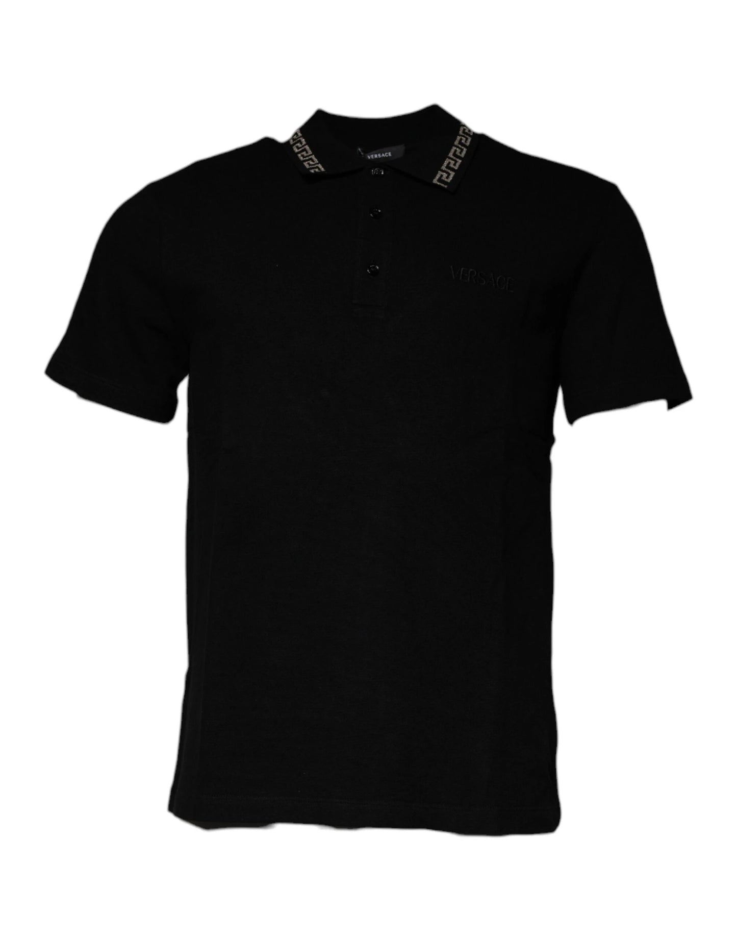 Versace Black Viscose Collared Polo Short Sleeves T-shirt by Versace