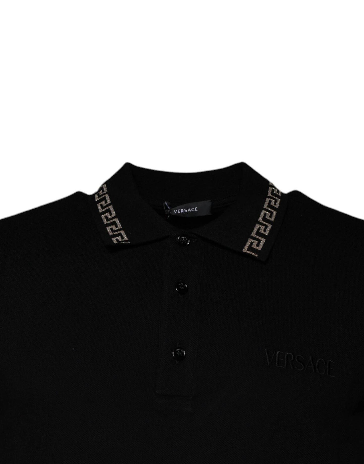 Versace Black Viscose Collared Polo Short Sleeves T-shirt by Versace