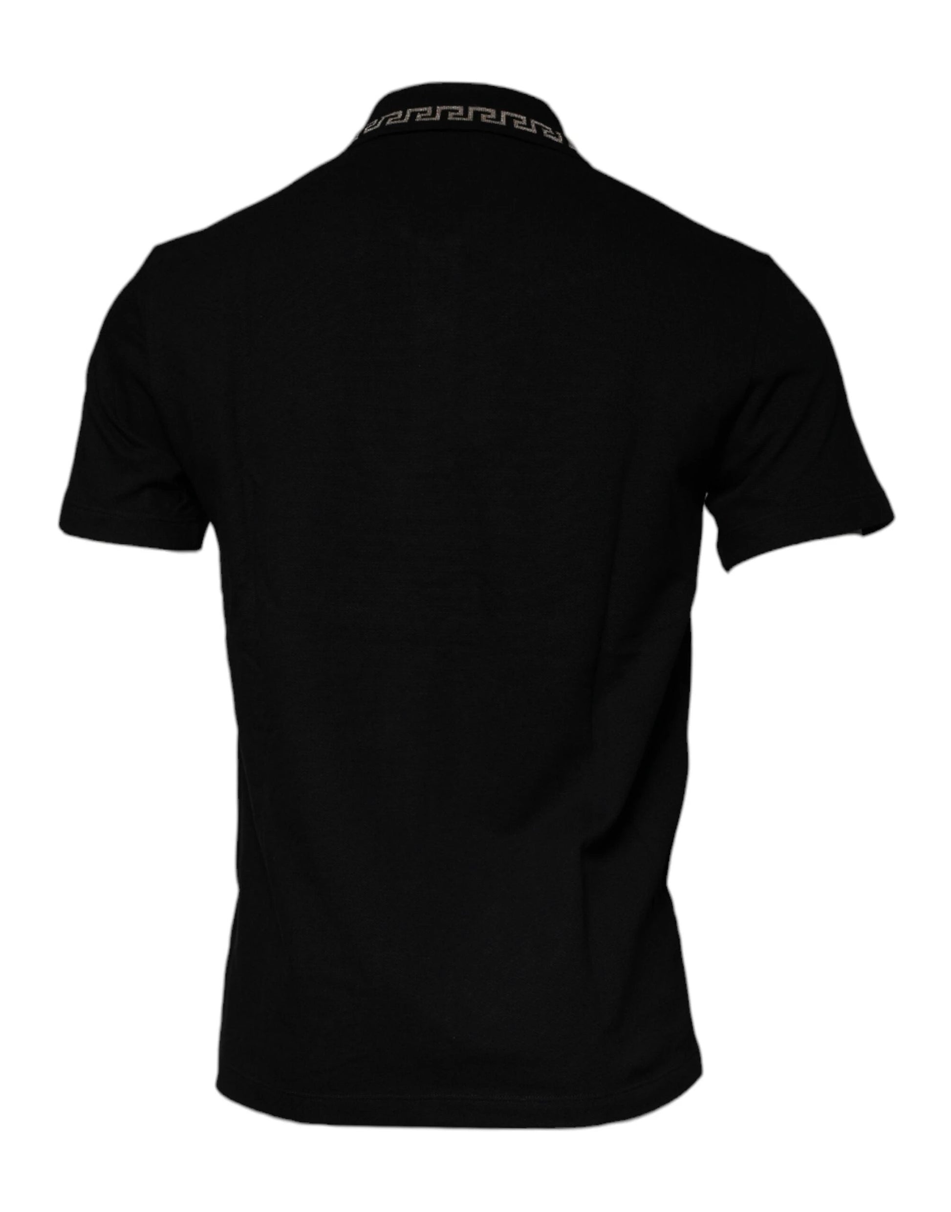 Versace Black Viscose Collared Polo Short Sleeves T-shirt by Versace